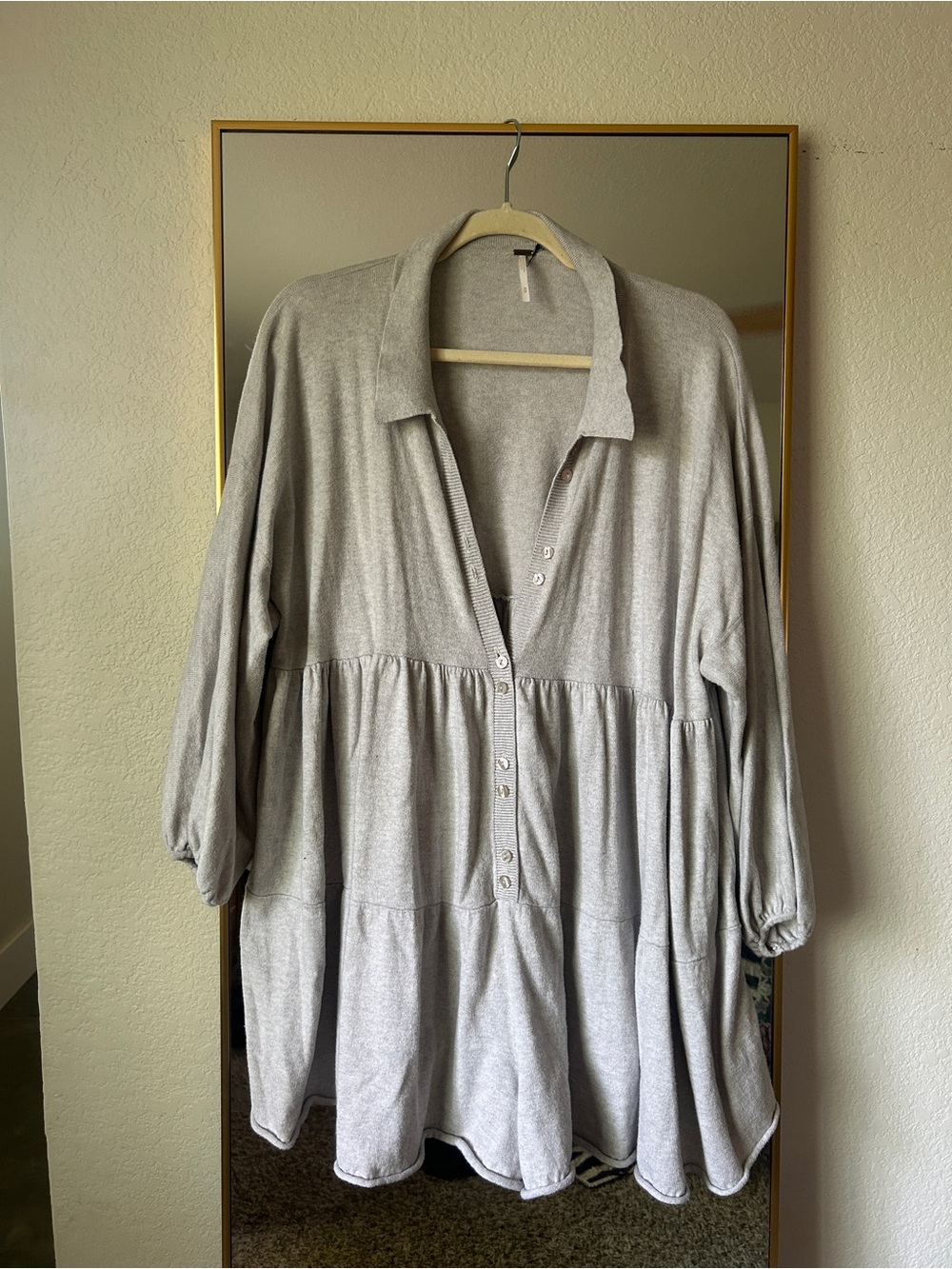 Free People x Revolve Easy Kinda Love Cashmere Gray Button-Front Romper